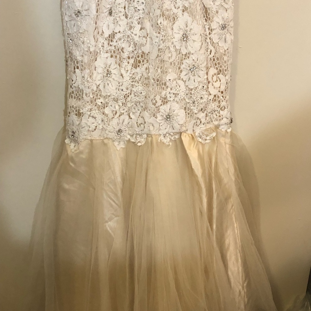 Jovani Lace Mermaid Dress Ivory - Picture 9 of 16
